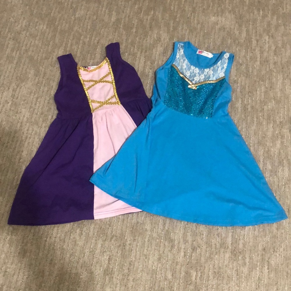 Rapunzel and Elsa boutique dresses.